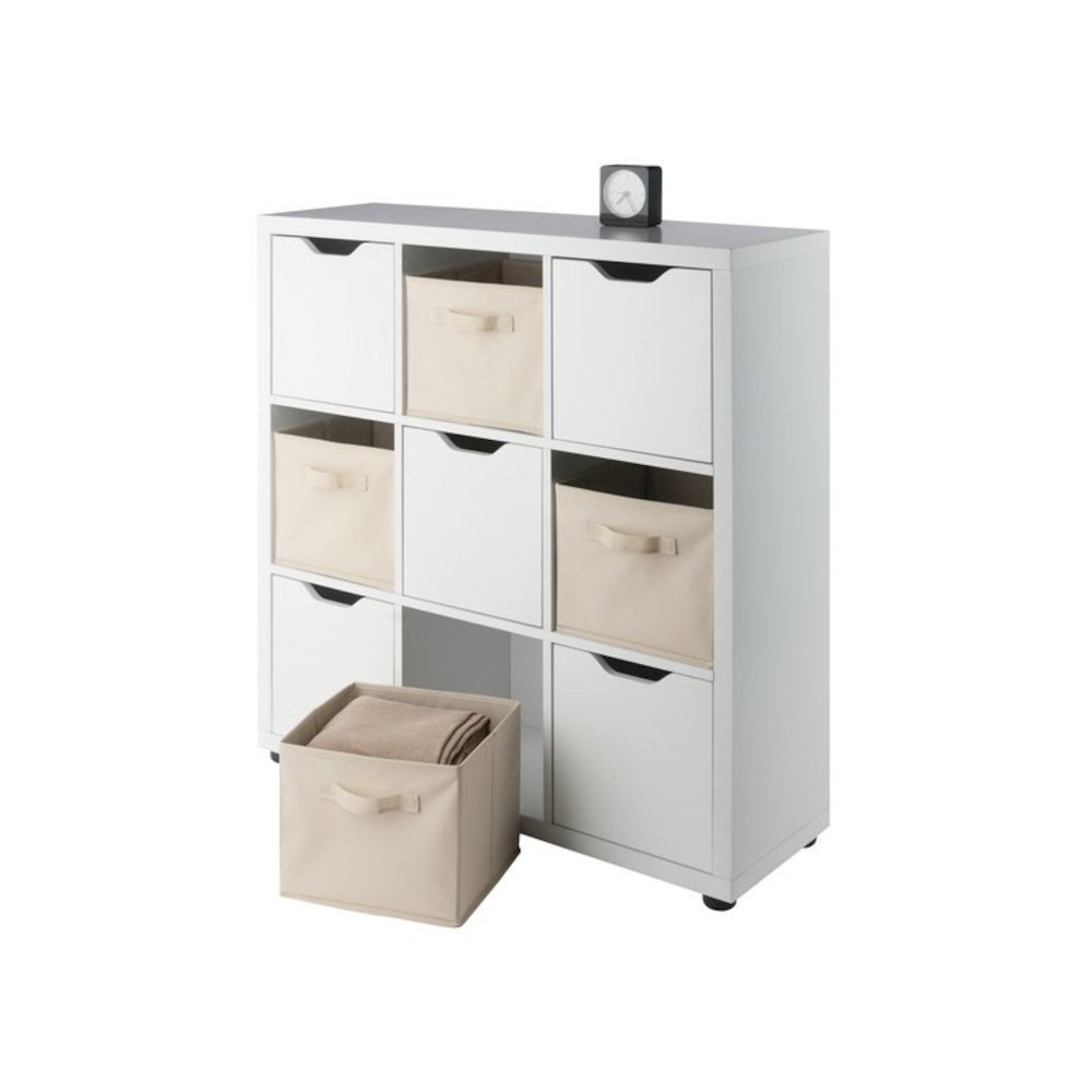 Julia 3x3 Storage 5-Pc Cabinet Set, Beige & White