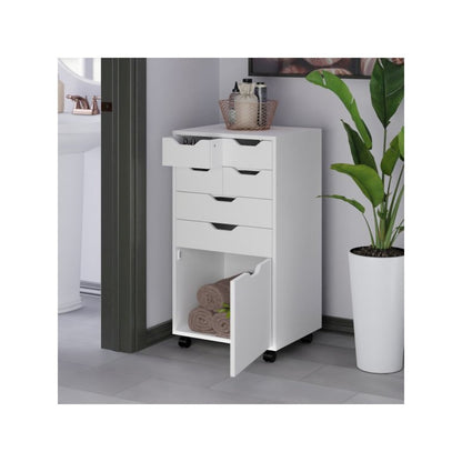 Halifax Bins & Drawers Multi-Storage Tall Mobile Cabinet, White