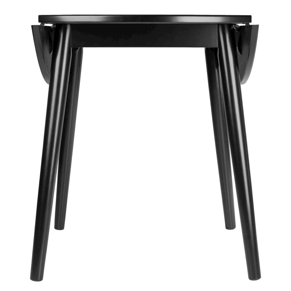 Round Drop Leaf Dining Table, Black, Tapered Legs, Small Space