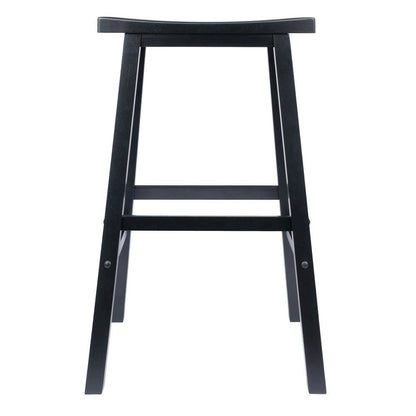 29 Inch Bar Stool, Saddle Seat, Solid Wood, Backless Pub Seat