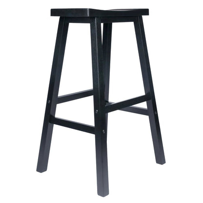 29 Inch Bar Stool, Saddle Seat, Solid Wood, Backless Pub Seat