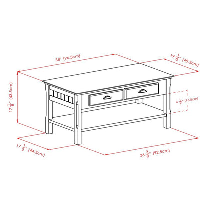 Coffee Table, Two Drawers, Open Shelf, Living Room Center Table