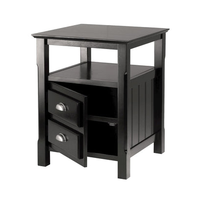 Night Stand, Black Open Shelf, Discreet Storage Cabinet, Bedside Unit