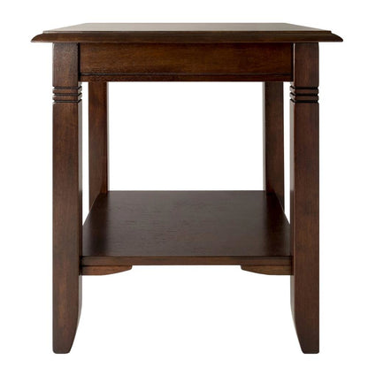 Rustic Living Room End Table Solid Wood Square End Table With Lower Shelf