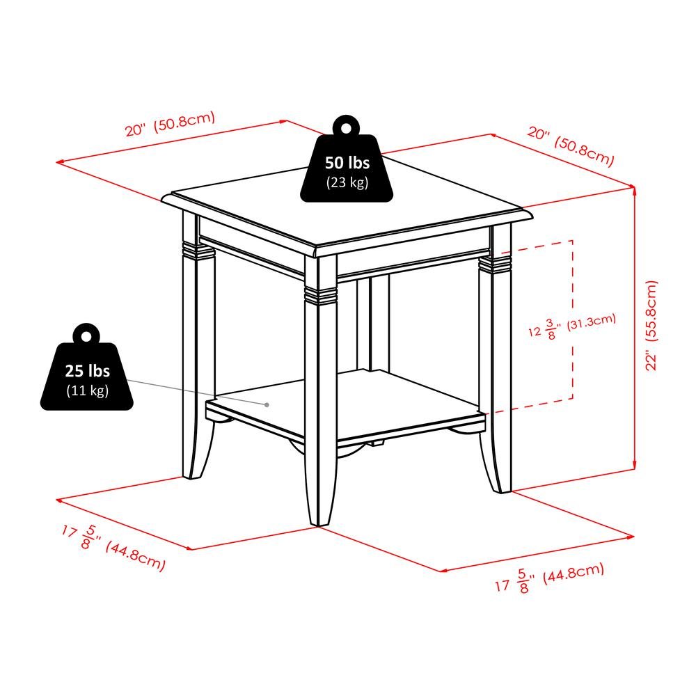Rustic Living Room End Table Solid Wood Square End Table With Lower Shelf