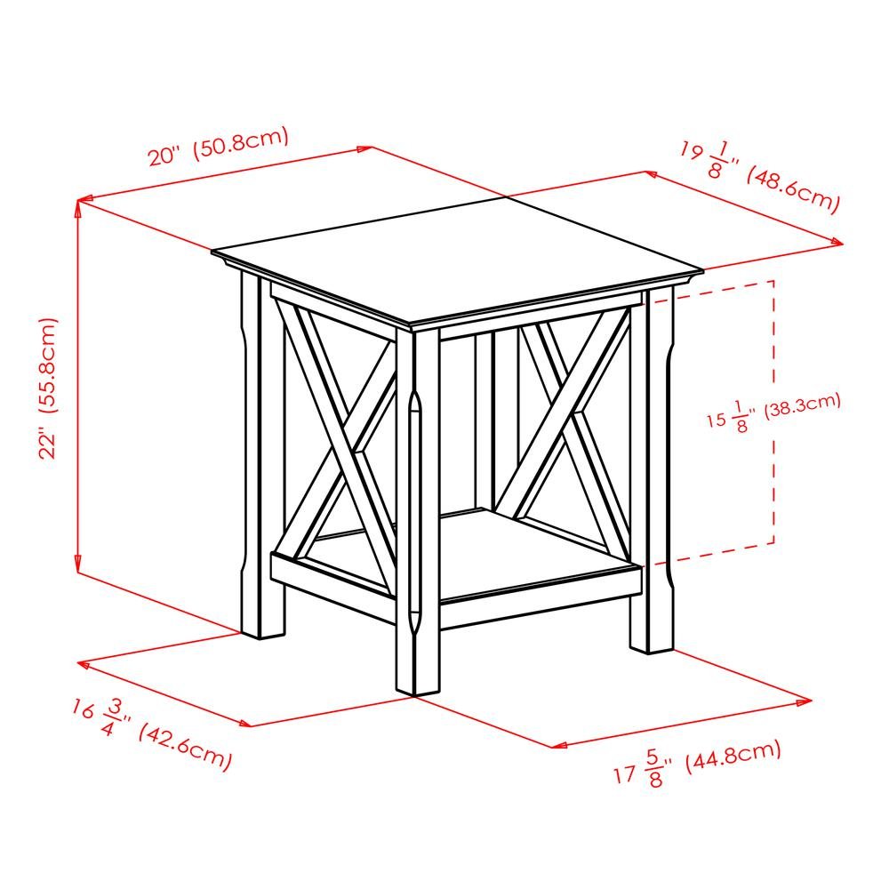 End Table, Brown X-Style Panels, Lower Shelf, Living Room Accent
