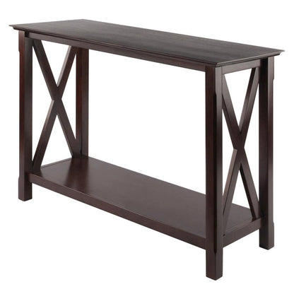 Console Table, Brown Open Shelf, Hallway Entryway Table, Solid Wood