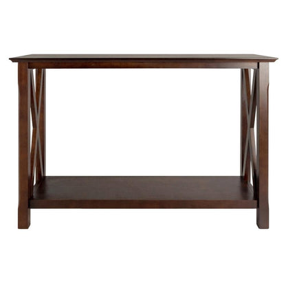 Console Table, Brown Open Shelf, Hallway Entryway Table, Solid Wood