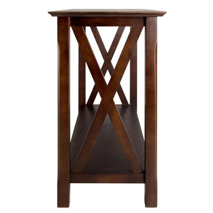 Console Table, Brown Open Shelf, Hallway Entryway Table, Solid Wood