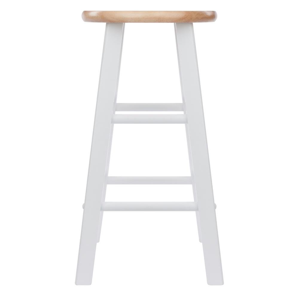 Natural & White Solid Wood Kitchen Stools Set of 2, Bar Chairs, Counter Seating