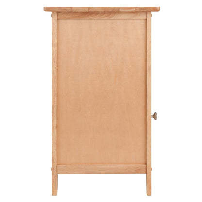 Natural Accent Table with Drawer and Cabinet, Compact Nightstand