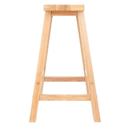 Natural Solid Wood Saddle Seat Bar Stool, 24 Inch Stool for Counter Dining