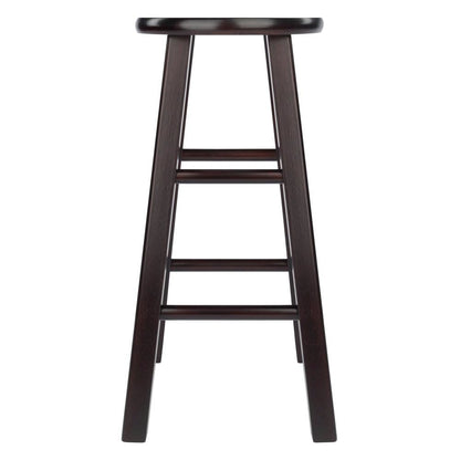 2-Piece Counter Stool Set, Round Seat, Solid Wood, Espresso Finish