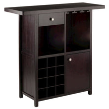 Wine Cabinet, Brown Solid Wood, 12 Bottle Rack, Storage Drawer, Two Shelves