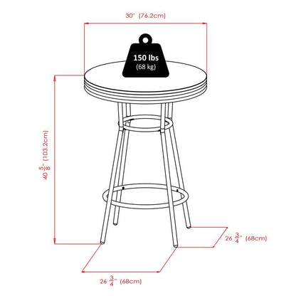 Metal Bar Table And Stools Set With Swivel Chairs, Retro Pub Dining Set