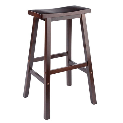Antique Walnut Solid Wood Saddle Seat Bar Stool, 29. In Stool