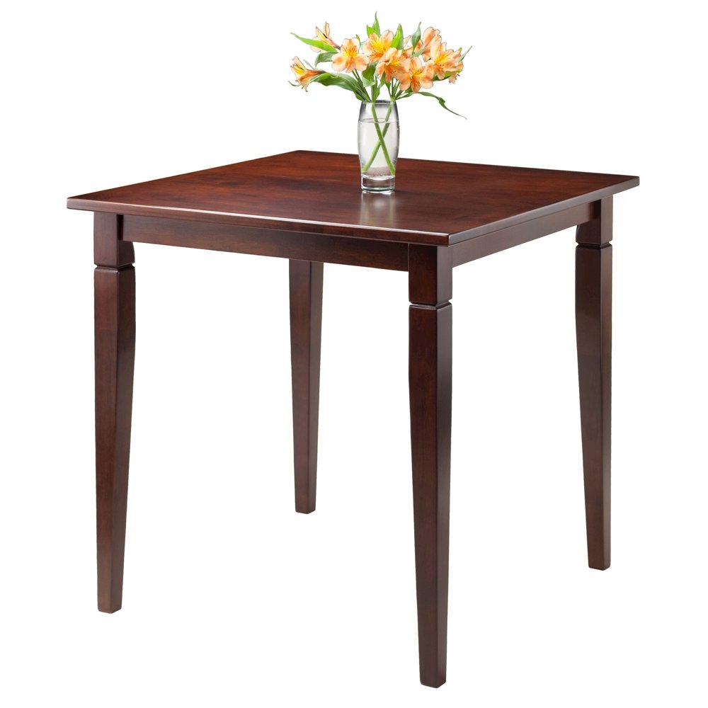 Square Dining Table, Routed Edge, Tapered Legs, Walnut