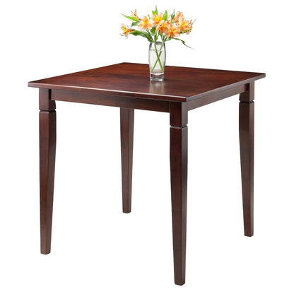 Square Dining Table, Routed Edge, Tapered Legs, Walnut