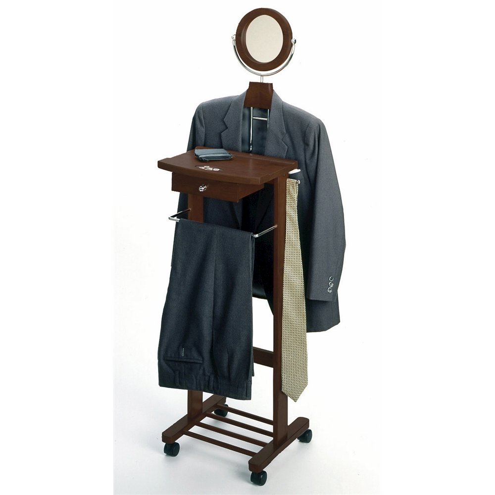 Vanity Valet Stand, Mirror Drawer Tray Hanger, Walnut Finish