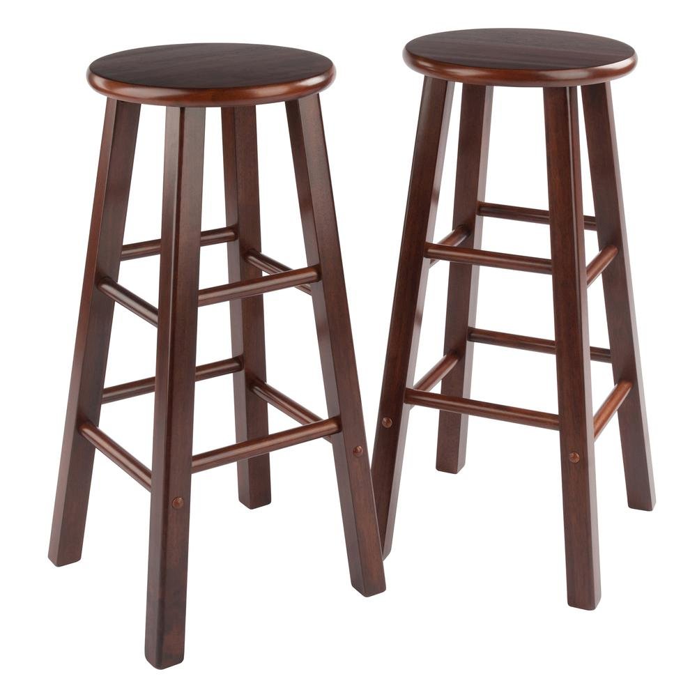Walnut Solid Wood Counter Height Bar Stools Set of 2, Bar Stools, Kitchen Island