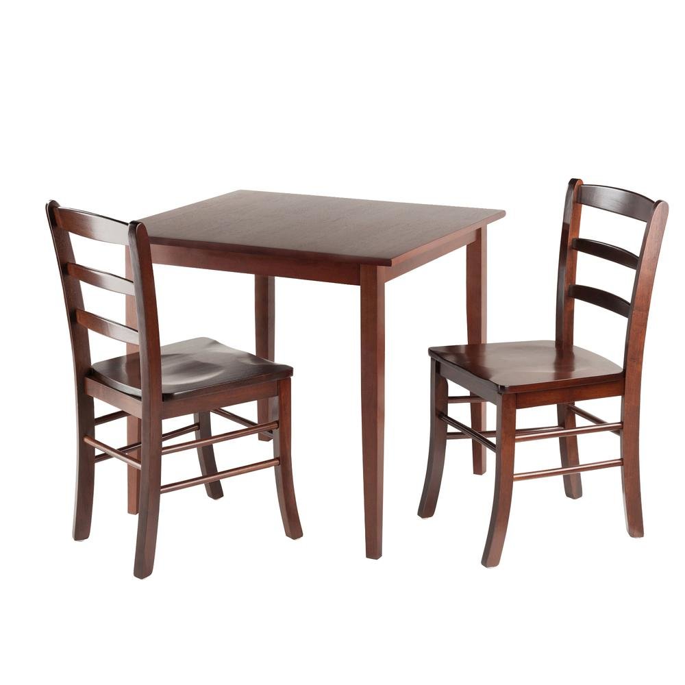 Square Dining Set, 3-Piece, 2 Ladder Back Chairs, Solid Wood