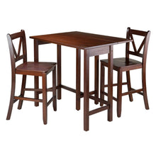 3-Piece Counter Height Dining Set, Drop Leaf Table, Two Stools, Solid Wood