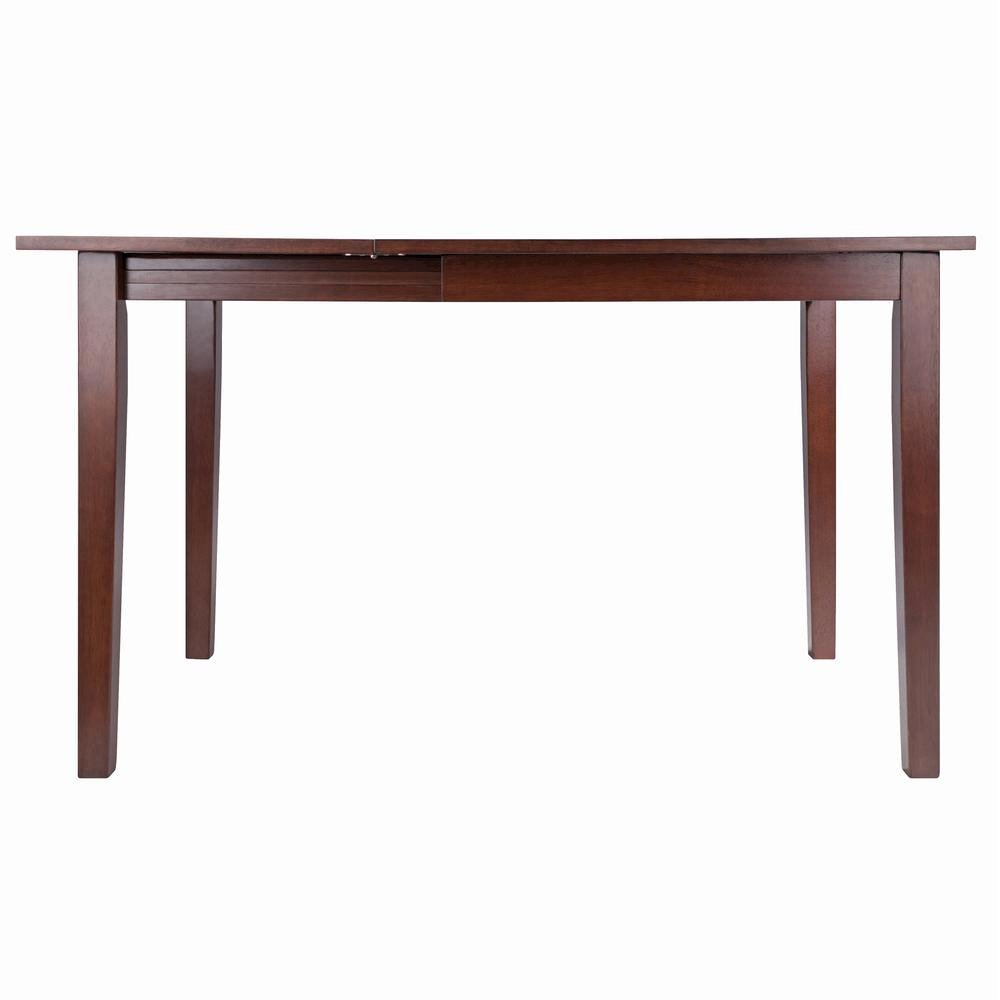 Drop Leaf Dining Table, Walnut Finish, Pull-Out Frame Support, Solid Wood