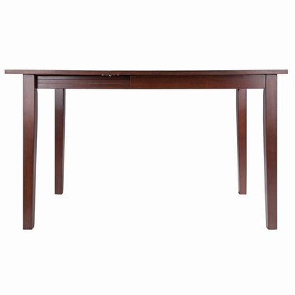 Drop Leaf Dining Table, Walnut Finish, Pull-Out Frame Support, Solid Wood