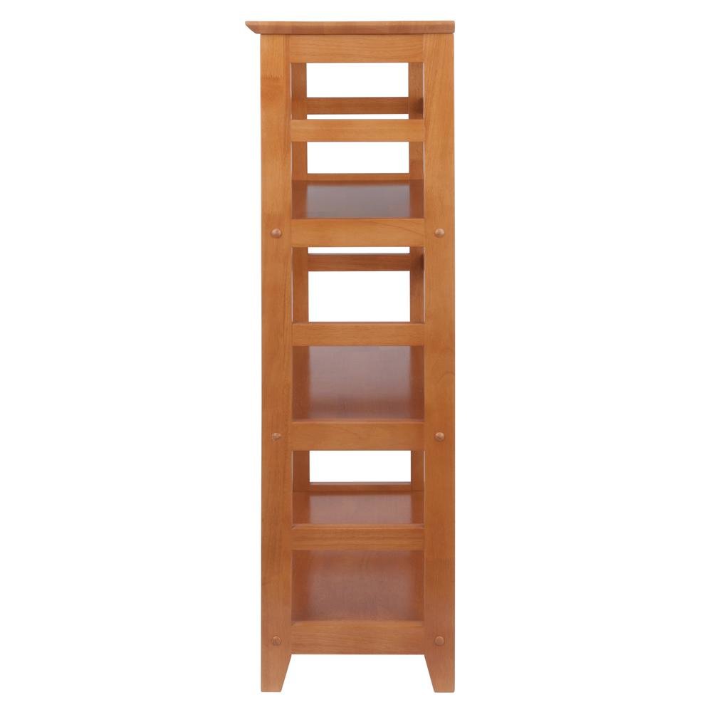 Honey Brown 4 Shelf Wood Bookcase With Open Room Shelves And Shelf Stand