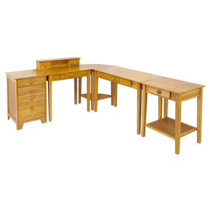 Honey finish computer workstation set - transitional design, wood construction