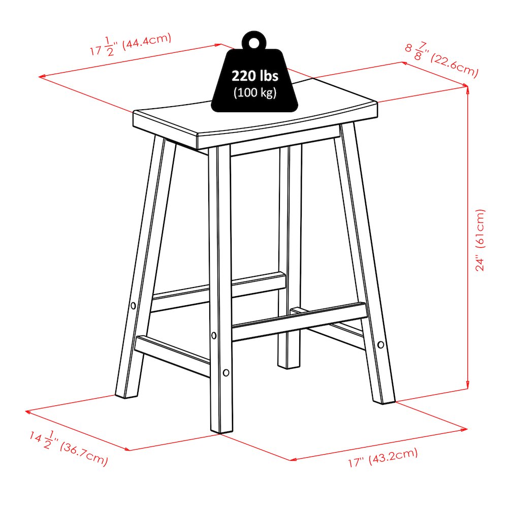 Satori Saddle Seat Counter Stool, Rustic Teal and Walnut