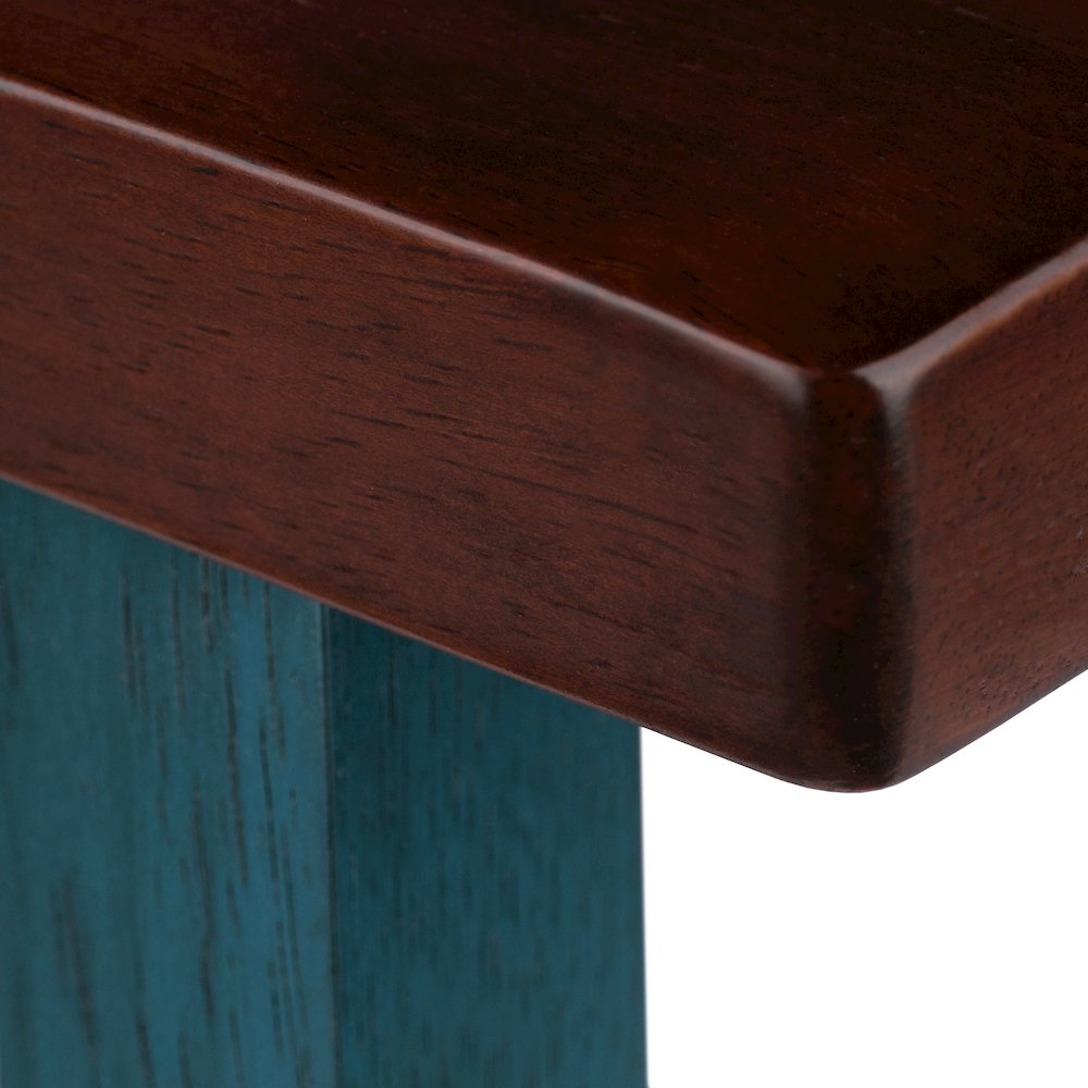 Satori Saddle Seat Bar Stool, Rustic Teal and Walnut