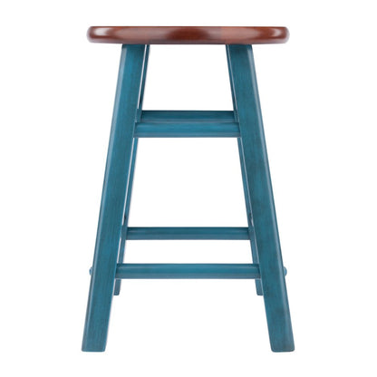 Element 2-Pc Dining Stool Set, Rustic Teal & Walnut