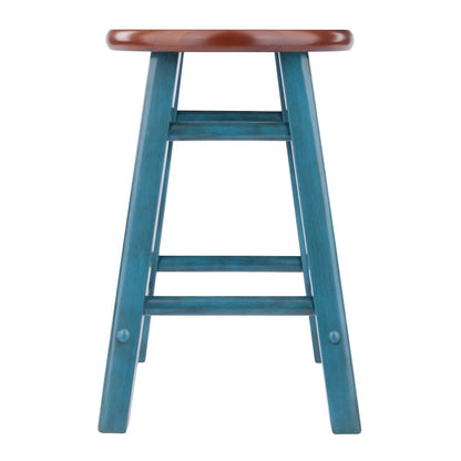 Element 2-Pc Dining Stool Set, Rustic Teal & Walnut
