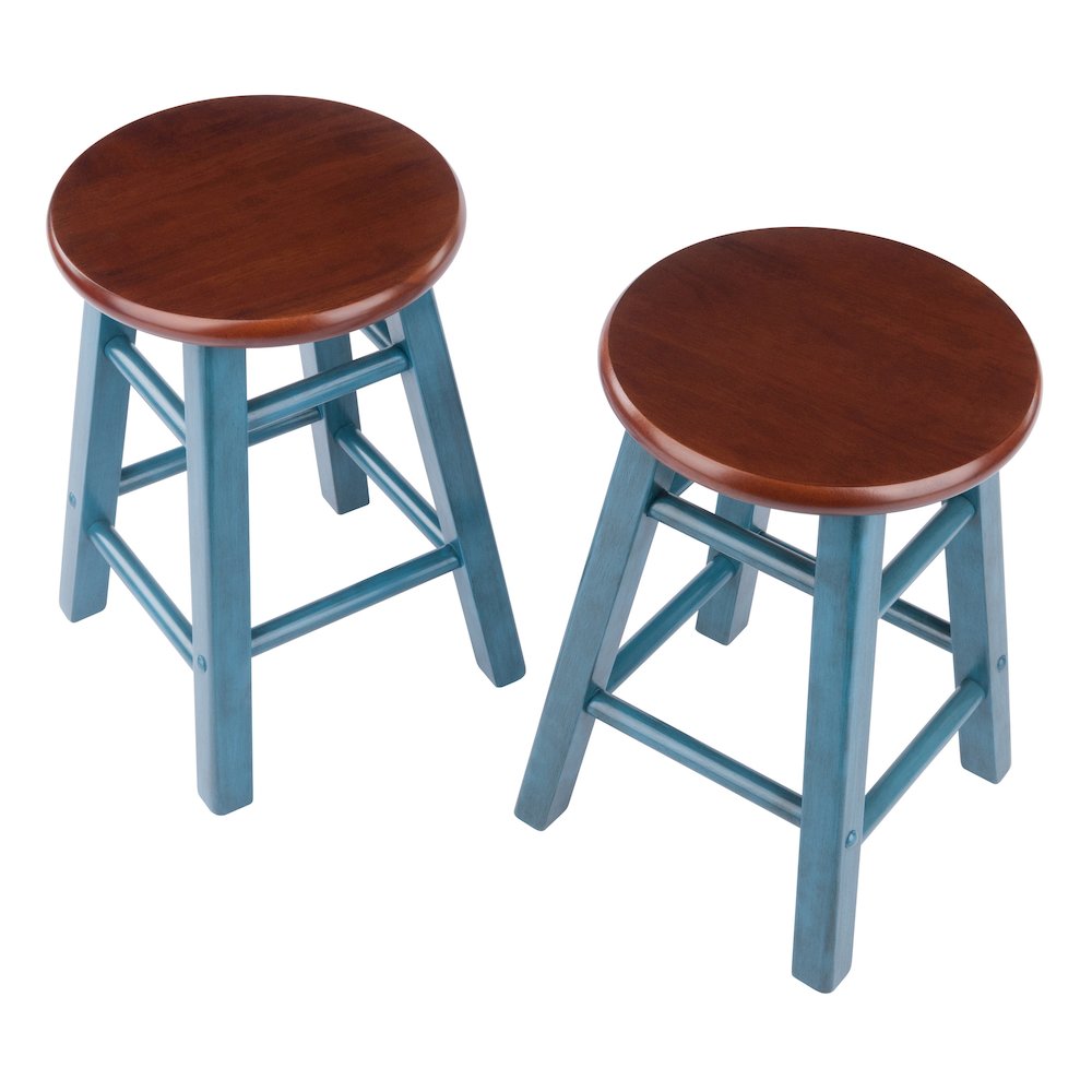 Element 2-Pc Dining Stool Set, Rustic Teal & Walnut