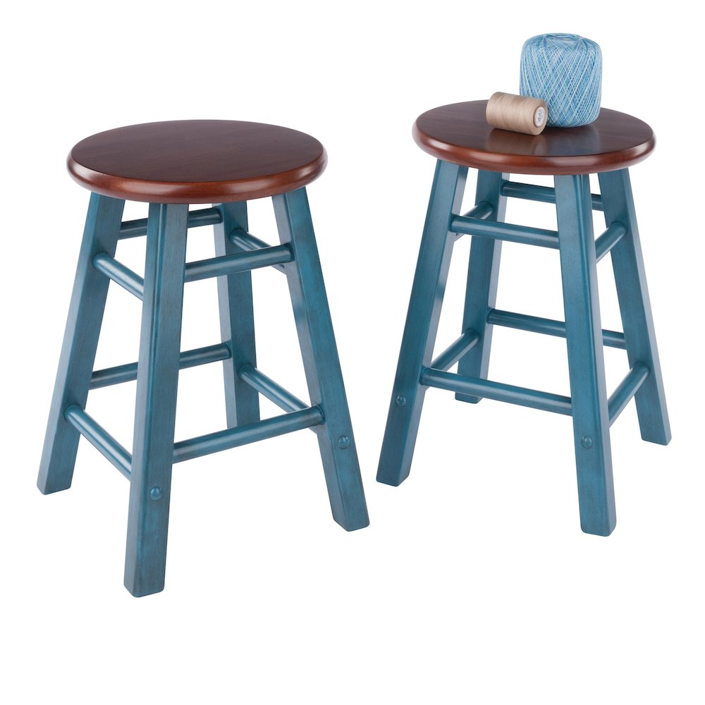 Element 2-Pc Dining Stool Set, Rustic Teal & Walnut