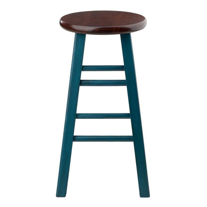 Ivy 24" Counter Stool Rustic Teal w/ Walnut Seat