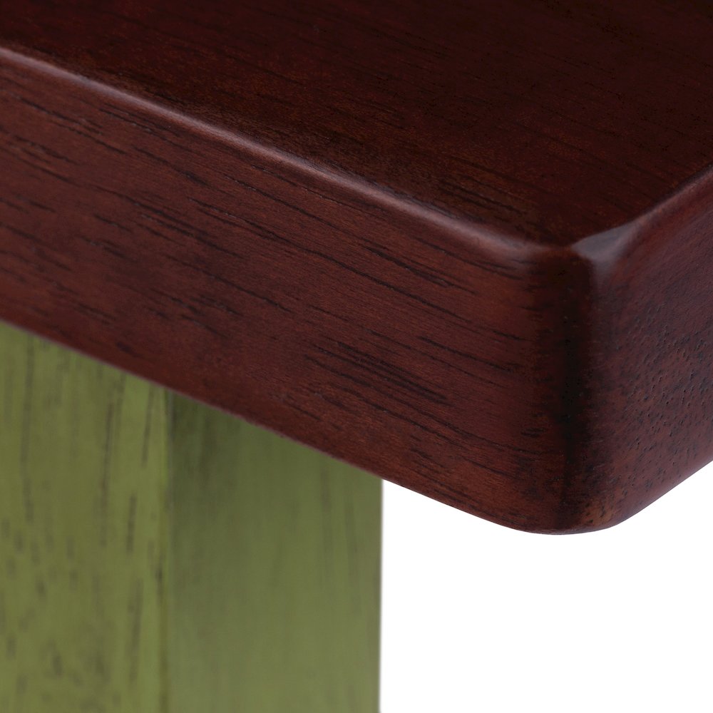 Satori Saddle Seat Bar Stool, Rustic Green and Walnut