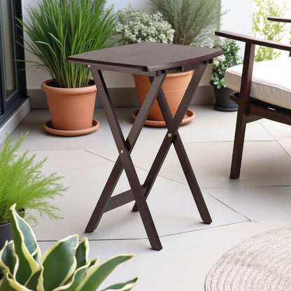 Espresso Oversized Snack Tables – Sturdy Wooden TV Trays with Stand