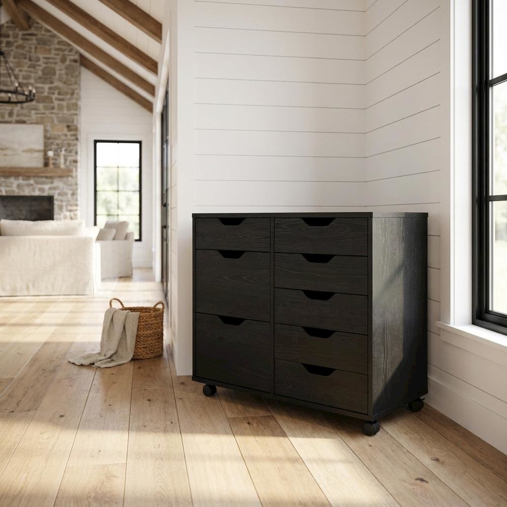 Black 6-Drawer Mobile Storage Cabinet, Rolling Multi-Storage