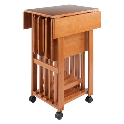 Teak Folding TV Tray Set – Small Sofa Tables for Living Room & Dining