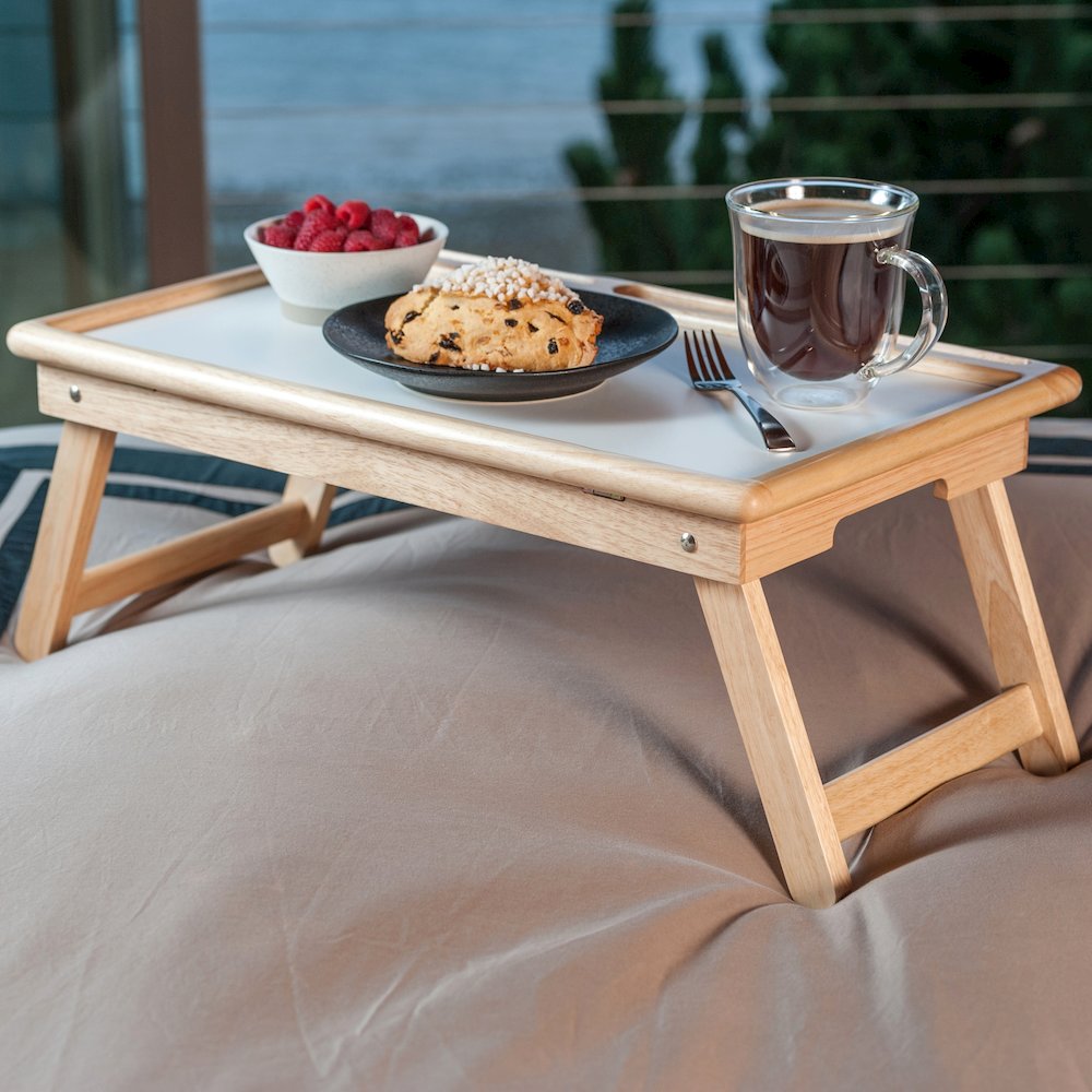 Arlo Breakfast Tray with Flip Top, Natural and White