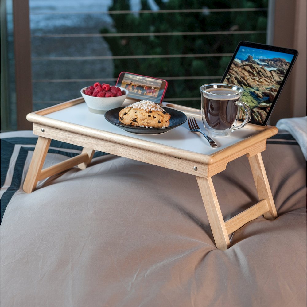 Arlo Breakfast Tray with Flip Top, Natural and White