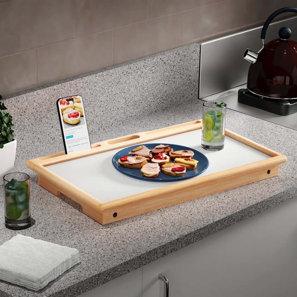 Arlo Breakfast Tray with Flip Top, Natural and White