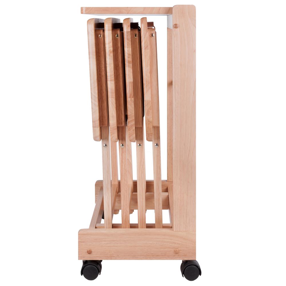 Brienda 5-PC Set Flip Top Snack Table Natural Finish