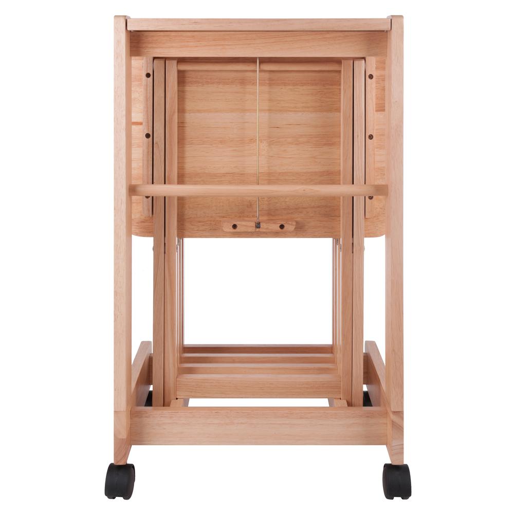 Brienda 5-PC Set Flip Top Snack Table Natural Finish