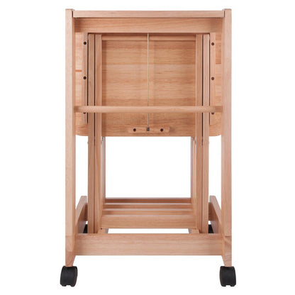 Brienda 5-PC Set Flip Top Snack Table Natural Finish