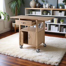 Beech Kitchen Island on Wheels – Rolling Kitchen Island Cart for Small Kitchens