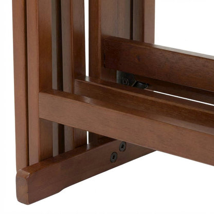 Solid Wood TV Trays Set Of 4 With Storage Rack in Walnut Finish