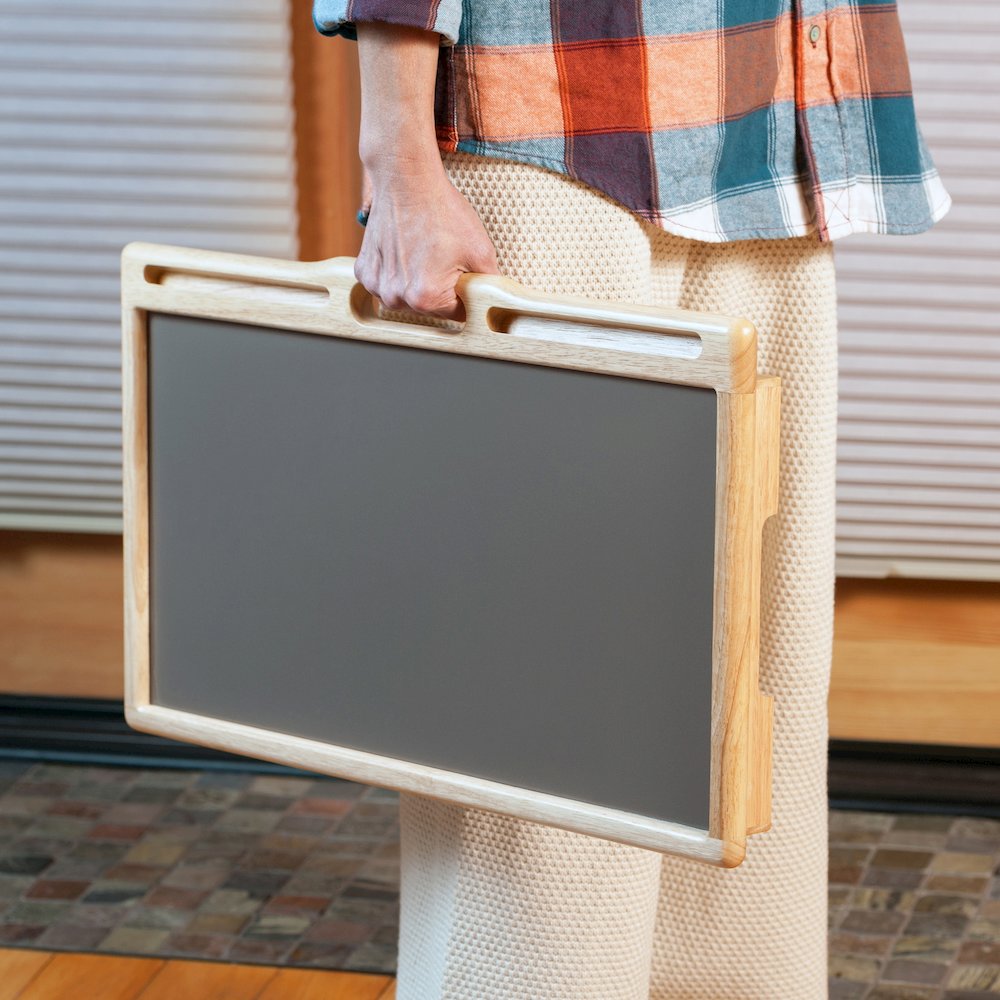 Arlo Breakfast Tray with Flip Top, Gray and Natural